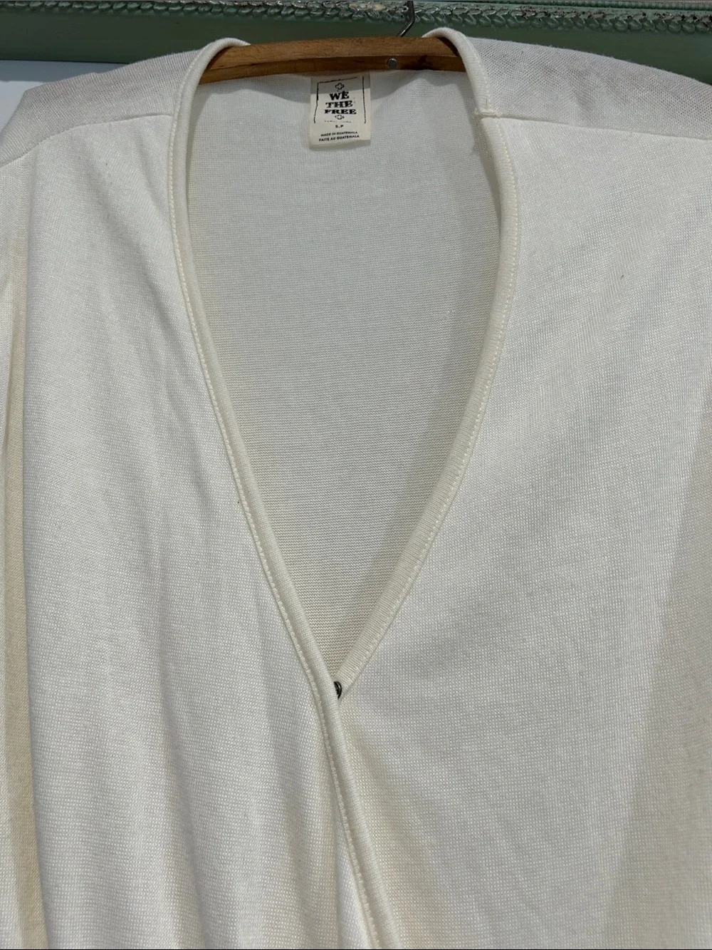 Free People Off-White Draped Surplice Short Sleeve bubble hem Top women’s small